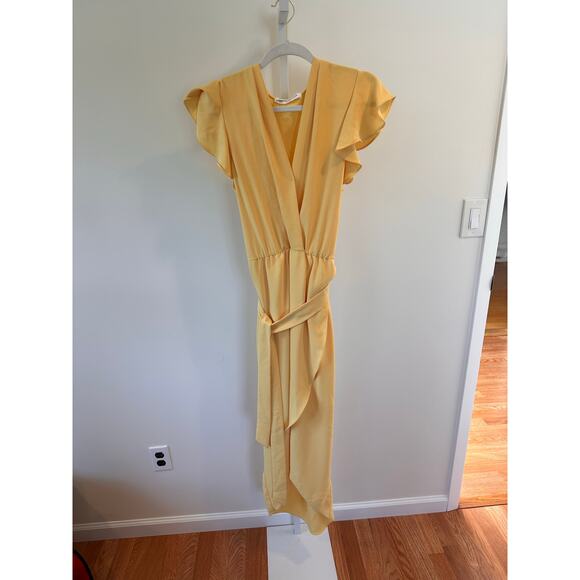 Amanda Uprichard Martinique Yellow Midi Belted Wrap Dress size 2X - Picture 4 of 8